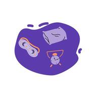 Mask for sleep, pillow and clock - cartoon good sleep concept vector