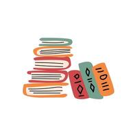 Stack of books in cartoon retro style vector