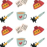 ink and cup of tea, notes background vector