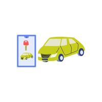 automóvil vehículo y móvil aplicación con auto electrónico llave vector