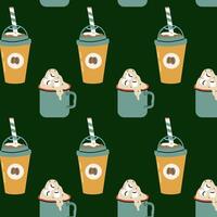 Coffee cups in various shapes seamless pattern vector