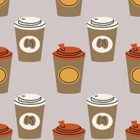 Coffee in paper cup seamless pattern vector