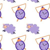 cartoon sheep and clock vector background