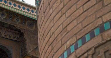 Bukhara, Uzbekistan - 4 11 2022. Close-up of columns and ornaments of the ancient complex Bolo-Khauz. video