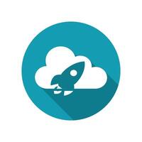 rocket icon on cloud. isolated on white background vector