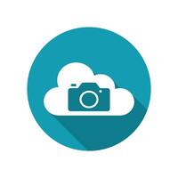 camera icon on cloud. isolated on white background vector