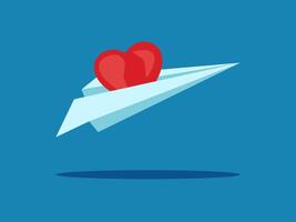 Sending love and condolences. Heart on a paper plane vector