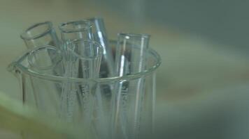 Chemical glassware, flasks, retorts in the laboratory video