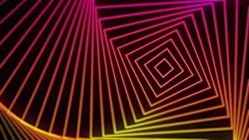 Pink square lines tech futuristic spin rotation motion effect loop background video