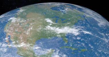 norte América continente dentro planeta terra girando a partir de a exterior espaço video