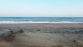 Slider on the beach and view of ocean crashing on the beach during winter video