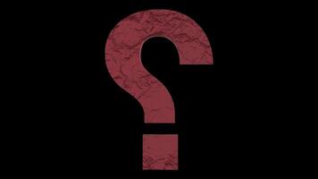 Red question mark sign rotating loop on black transparent background video