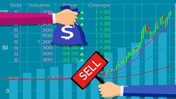 buy and sell over the Stock market chart vector