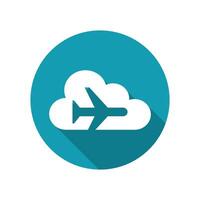 Airplane icon on cloud. isolated on white background vector