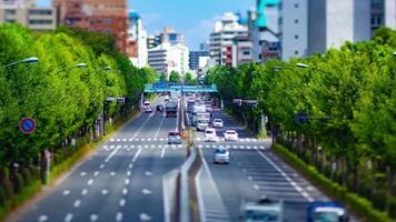 A timelapse of miniature traffic jam at the downtown street in Tokyo panning video