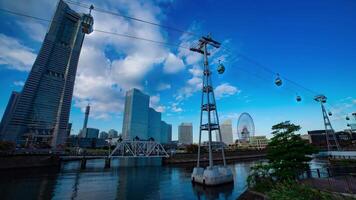 A timelapse of rolling ferris wheel near the ropeway in Yokohama video