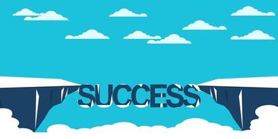 Successful words lie between the cliffs. Concept for success vector