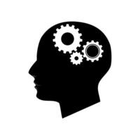 Thinking mechanism in head on white background vector