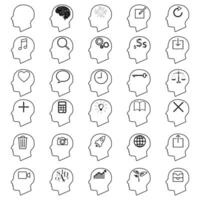 set of Thinking Heads Icons. Head thinking of business vector