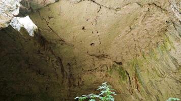 panoramique coup de rochers dans le grotte. la nature et Voyage video