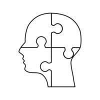 Human head shape puzzle icon vector
