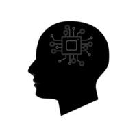 Processor icon in head on white background vector