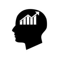 Silhouette of head and graph of financial growth vector