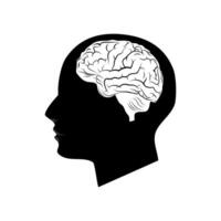 cerebro icono en cabeza en blanco antecedentes vector