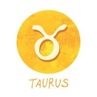 Hand drawn taurus zodiac sign in golden round frame Astrology doodle clipart Element for design vector