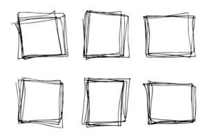 Hand drawn frame clipart. Ink scribble set. Elements for design vector