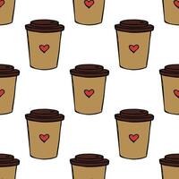 Seamless pattern with cute cup of tea or coffee doodle for decorative print, wrapping paper, greeting cards, wallpaper and fabric vector