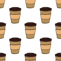 Seamless pattern with cute cup of tea or coffee doodle for decorative print, wrapping paper, greeting cards, wallpaper and fabric vector