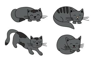 Hand drawn cat clipart. Cute pet doodle set vector