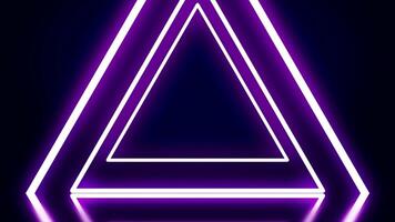 Neon triangular animation. Animation of neon tunnel consisting of triangles. Black background illuminated by neon glow lines video