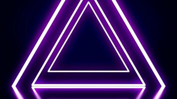 Neon triangular animation. Animation of neon tunnel consisting of triangles. Black background illuminated by neon glow lines video