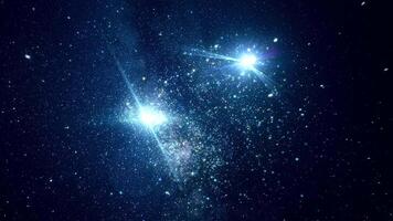 Abstract cosmic space with bright stars. Animation. Moving among bright sparkling stars in outer space of clear night video
