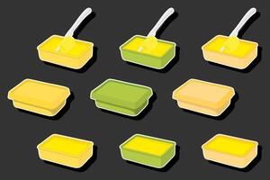 Illustration on theme big colored set different types creamy butter vector