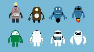 Collection of cartoon robots Pro Vector