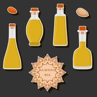 Illustration on theme big set different types liquid oil, bottle various size vector