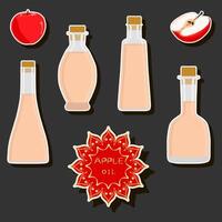 Illustration on theme big set different types liquid oil, bottle various size vector