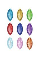 Set of isolated colorful marquise gemstones vector