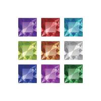 Set of isolated colorful square gemstones vector