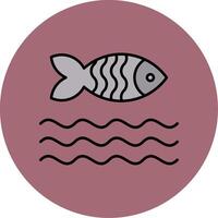 Fish Line Filled multicolour Circle Icon vector