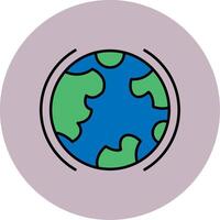 Earth Line Filled multicolour Circle Icon vector