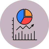 Pie Chart Line Filled multicolour Circle Icon vector