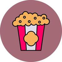 Popcorn Line Filled multicolour Circle Icon vector