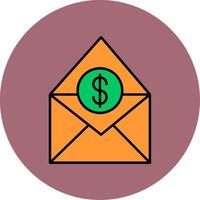 Salary Mail Line Filled multicolour Circle Icon vector