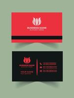 Corporate business card design with red and black color vector