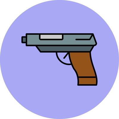 Revolver Line Filled multicolour Circle Icon