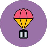 Parachute Line Filled multicolour Circle Icon vector